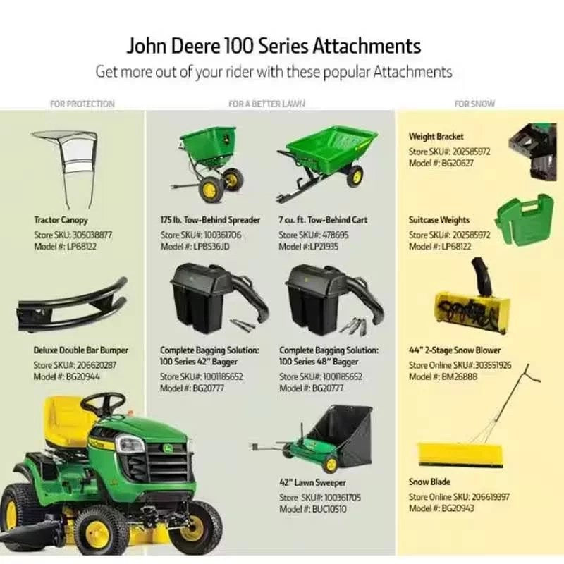 John Deere S100 42 in 17.5 HP GAS Hydrostatic Riding Tractor
